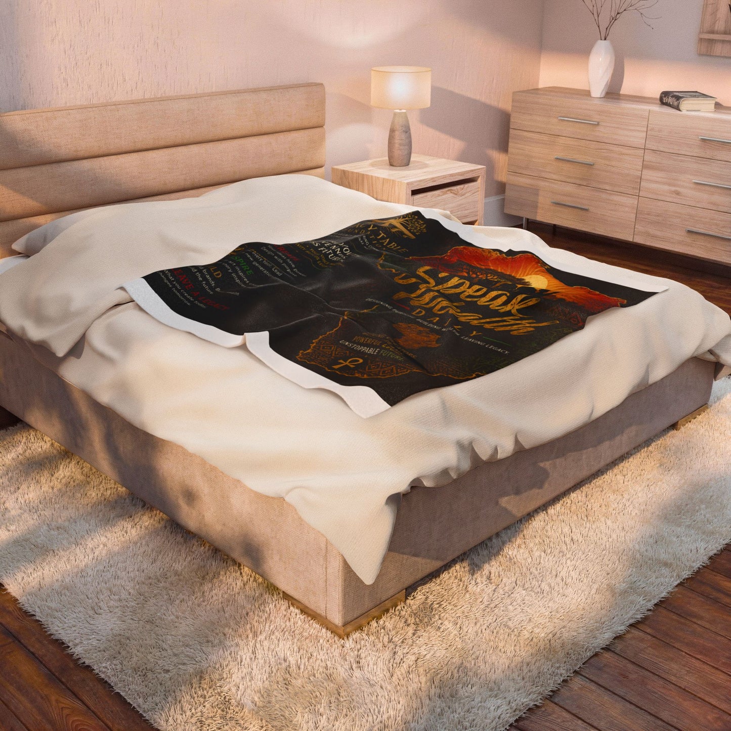 "Speak Wealth Daily" Velveteen Plush Blanket – Legacy & Inspiration Series