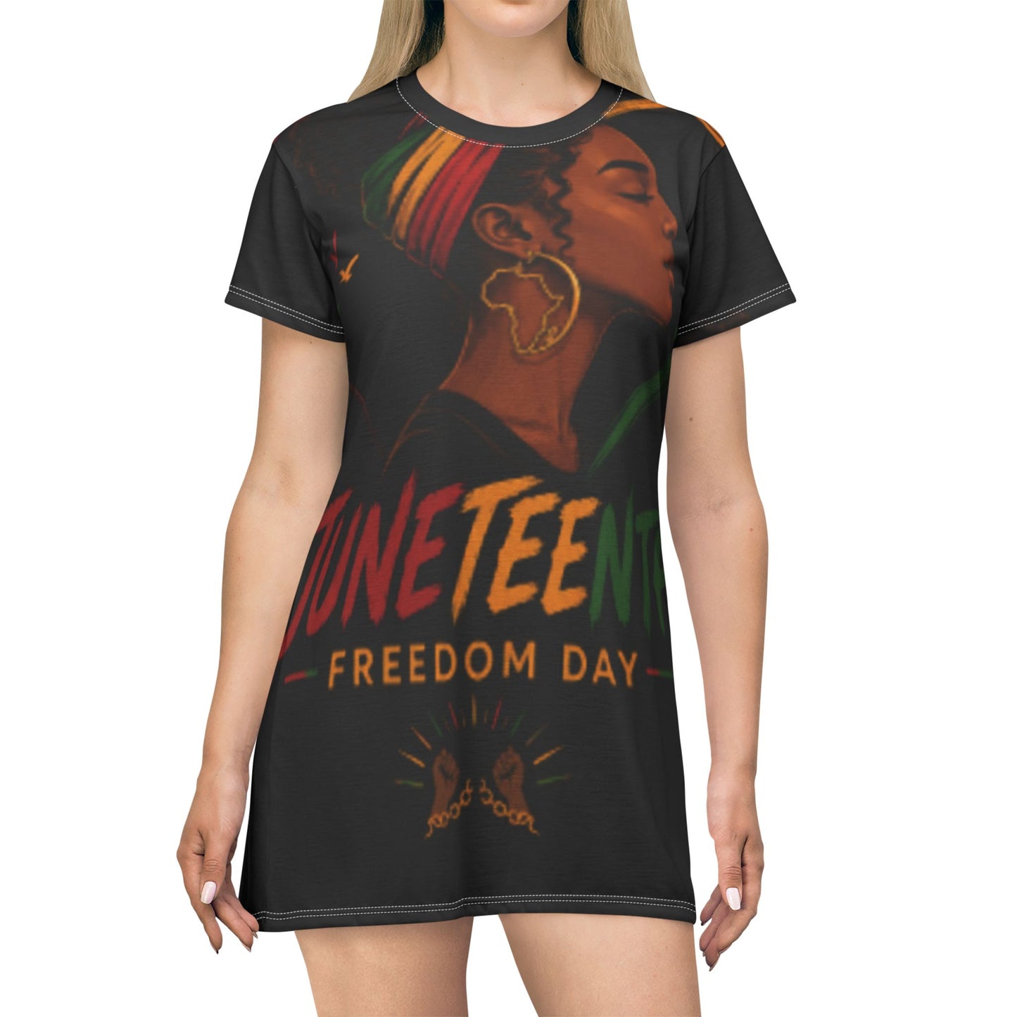 Juneteenth Freedom Day T-Shirt Dress - Graphic Crewneck Dress