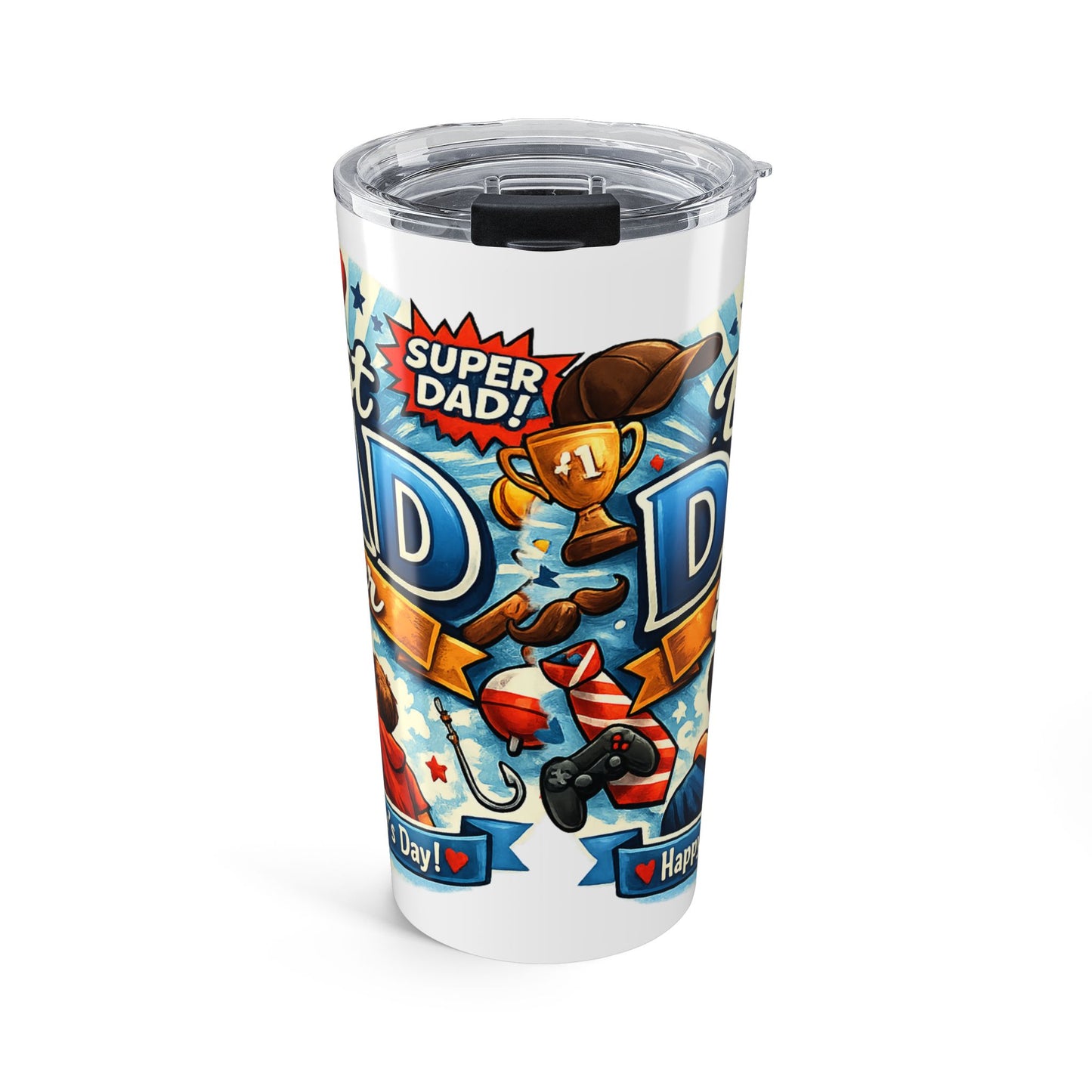 "Best Dad Ever" 20oz Stainless Steel Tumbler – Happy Father's Day Insulated Travel Mug with Father & Son Graphic