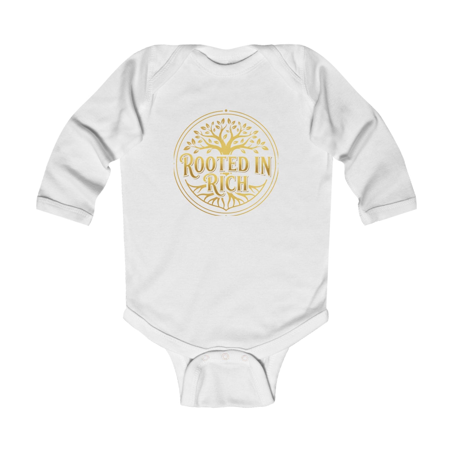 "Rooted in Rich" Premium Long-Sleeve Baby One-Piece