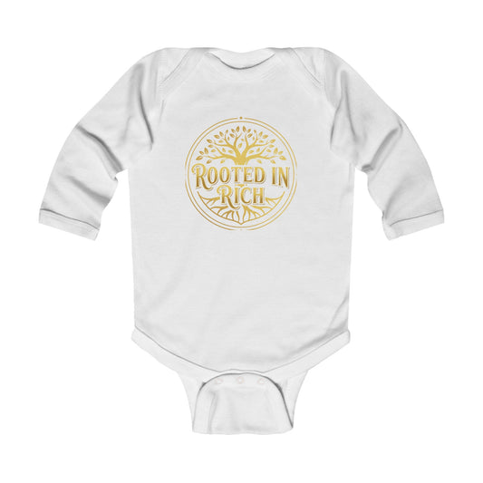 "Rooted in Rich" Premium Long-Sleeve Baby One-Piece