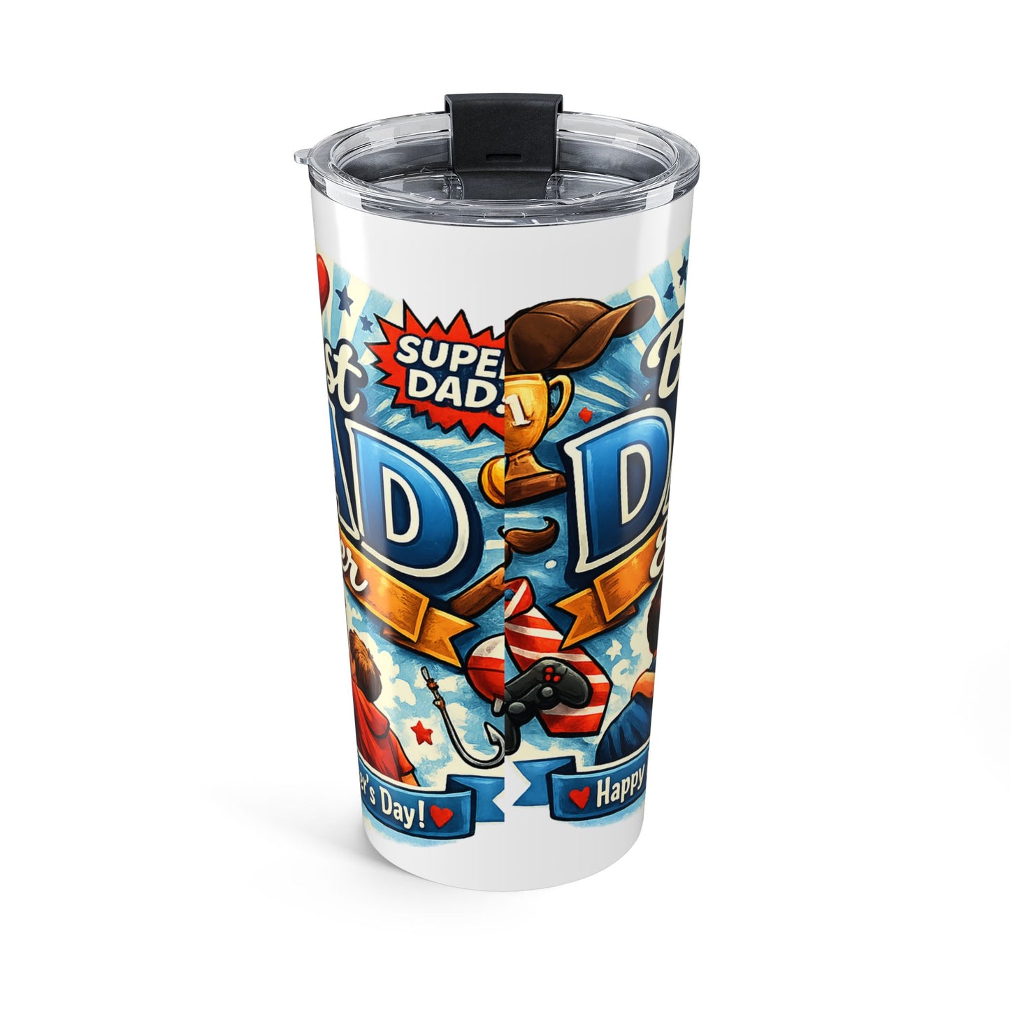 "Best Dad Ever" 20oz Stainless Steel Tumbler – Happy Father's Day Insulated Travel Mug with Father & Son Graphic