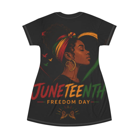 Juneteenth Freedom Day T-Shirt Dress - Graphic Crewneck Dress