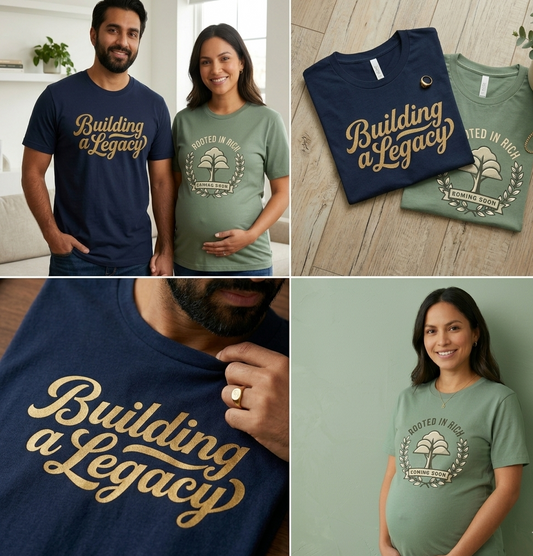 The Generational Wealth Couple’s Tee Set (Navy & Sage)