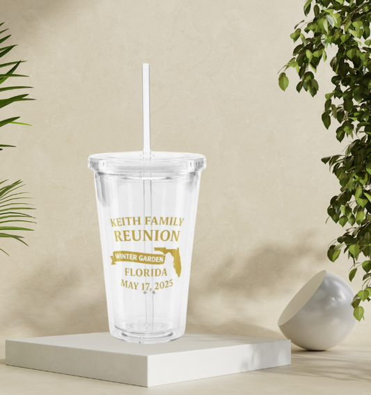 Keith Reunion: Clear plastic tumbler
